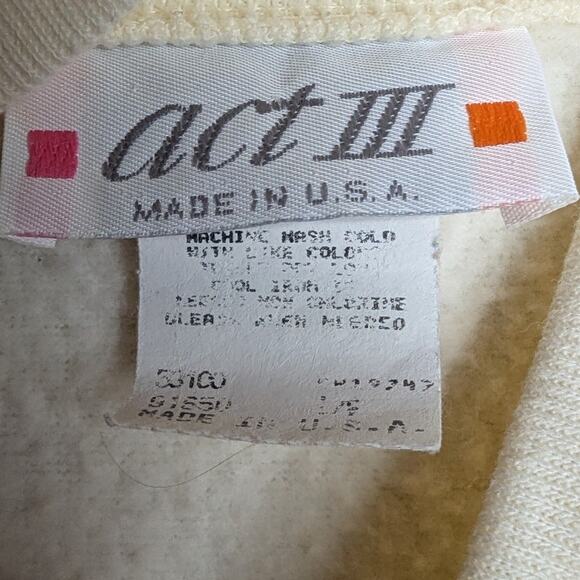 Vtg 1980s Act III Ivory Mock Neck Knit Heart Panel Light Pullover Sweater L - Picture 4 of 5